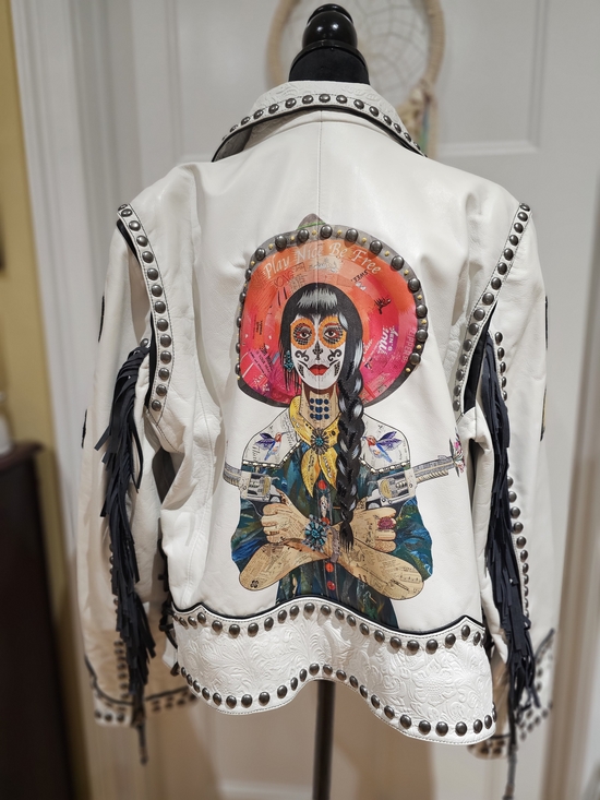 Double D Ranch Jackets & Blazers - Double D Ranch "SENORITA" White Leather Fringe Studded Jacket, NWT